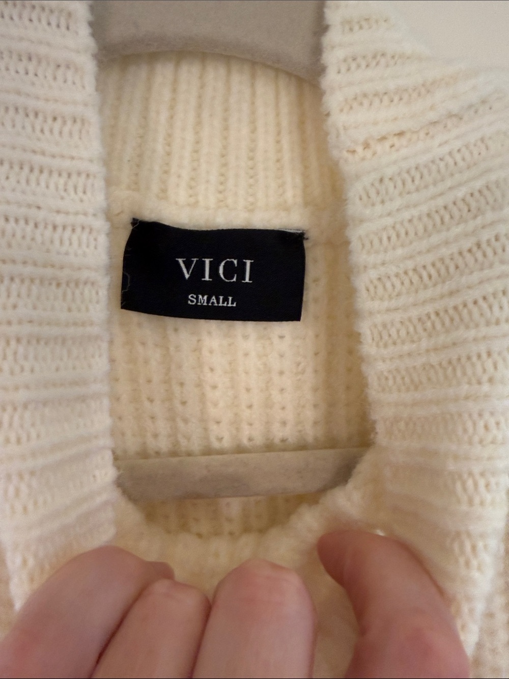 Vici Sleeveless Cable-Knit Mock Neck Sweater Dress - Cream small - Picture 2 of 6